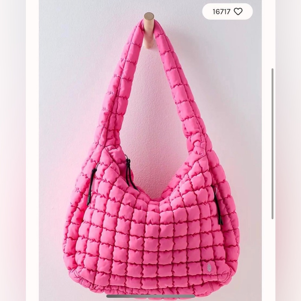 Free People FP Movement Quilted Carryall Bubblegum Hot Pink NEW